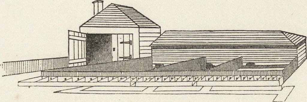 An illustration from The carpenter's assistant : containing a succinct account of Egyptian, Grecian and Roman architecture. Also, a description of the Tuscan, Doric, Ionic, Corinthian and composite orders; together with specifications, practical rules and tables for carpenters, and a glossary of architectural terms. Embellished with upwards of 200 plates of plans, elevations, details, and practical stair-building, 1854, leaf 177