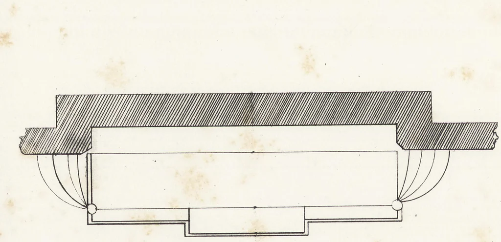 An illustration from The carpenter's assistant : containing a succinct account of Egyptian, Grecian and Roman architecture. Also, a description of the Tuscan, Doric, Ionic, Corinthian and composite orders; together with specifications, practical rules and tables for carpenters, and a glossary of architectural terms. Embellished with upwards of 200 plates of plans, elevations, details, and practical stair-building, 1854, leaf 19