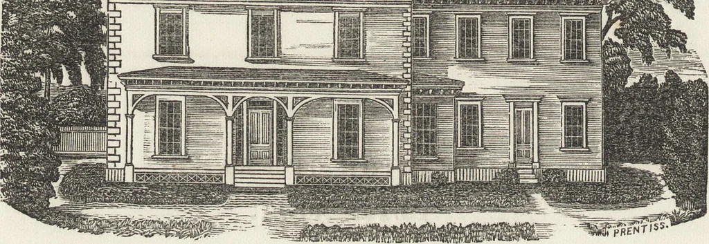 An illustration from The carpenter's assistant : containing a succinct account of Egyptian, Grecian and Roman architecture. Also, a description of the Tuscan, Doric, Ionic, Corinthian and composite orders; together with specifications, practical rules and tables for carpenters, and a glossary of architectural terms. Embellished with upwards of 200 plates of plans, elevations, details, and practical stair-building, 1854, leaf 205