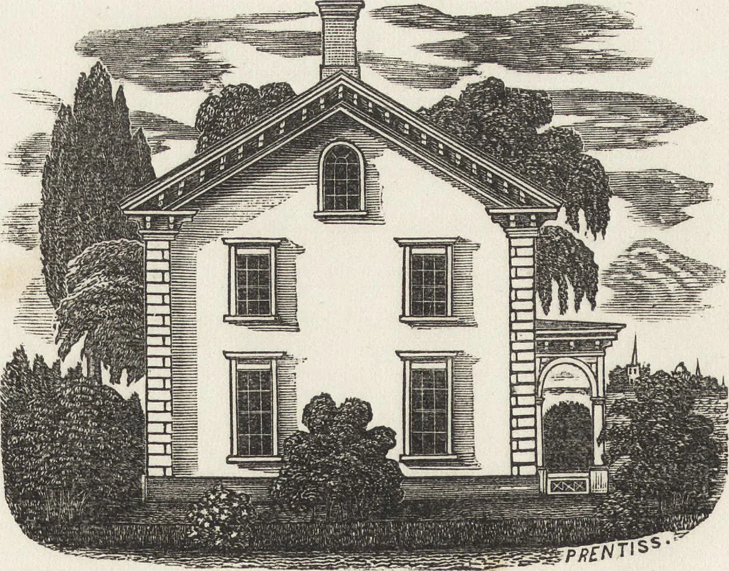 An illustration from The carpenter's assistant : containing a succinct account of Egyptian, Grecian and Roman architecture. Also, a description of the Tuscan, Doric, Ionic, Corinthian and composite orders; together with specifications, practical rules and tables for carpenters, and a glossary of architectural terms. Embellished with upwards of 200 plates of plans, elevations, details, and practical stair-building, 1854, leaf 205