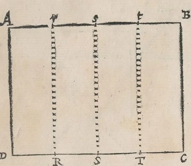 An illustration from Trasformatione geometrica : doue si mostra come dato vn rettilineo egli stesso si riduca alla forma di qual si voglia rettilineo proposto, 1611, leaf 21