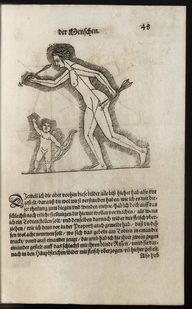 An illustration from Dess Circkelss vnd Richtscheyts, auch der Perspectiua, vnd Proportion der Menschen vnd Rosse, kurtze, doch gründtliche Vnderweisung, dess rechten gebrauchs : mit viel schönen Figuren, aller anfahenden Jugendt, vnnd andern liebhabern dieser Kunst, als Goldschmiden, Malern, Bildhauwern, Steinmetzen, Schreinern, [et]c. eigentlich fürgebildet, vormals im Truck nie gesehen, sonder jetzunder erstmals von neuwem an Tag gegeben, 1618, leaf 120