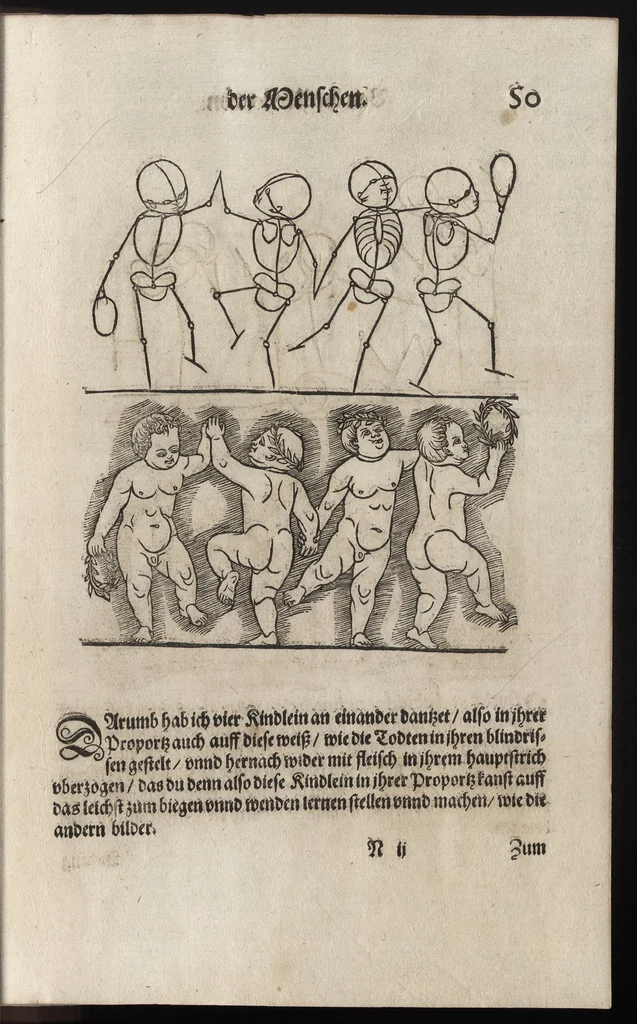An illustration from Dess Circkelss vnd Richtscheyts, auch der Perspectiua, vnd Proportion der Menschen vnd Rosse, kurtze, doch gründtliche Vnderweisung, dess rechten gebrauchs : mit viel schönen Figuren, aller anfahenden Jugendt, vnnd andern liebhabern dieser Kunst, als Goldschmiden, Malern, Bildhauwern, Steinmetzen, Schreinern, [et]c. eigentlich fürgebildet, vormals im Truck nie gesehen, sonder jetzunder erstmals von neuwem an Tag gegeben, 1618, leaf 124