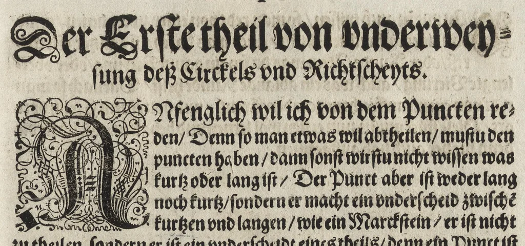 An illustration from Dess Circkelss vnd Richtscheyts, auch der Perspectiua, vnd Proportion der Menschen vnd Rosse, kurtze, doch gründtliche Vnderweisung, dess rechten gebrauchs : mit viel schönen Figuren, aller anfahenden Jugendt, vnnd andern liebhabern dieser Kunst, als Goldschmiden, Malern, Bildhauwern, Steinmetzen, Schreinern, [et]c. eigentlich fürgebildet, vormals im Truck nie gesehen, sonder jetzunder erstmals von neuwem an Tag gegeben, 1618, leaf 14