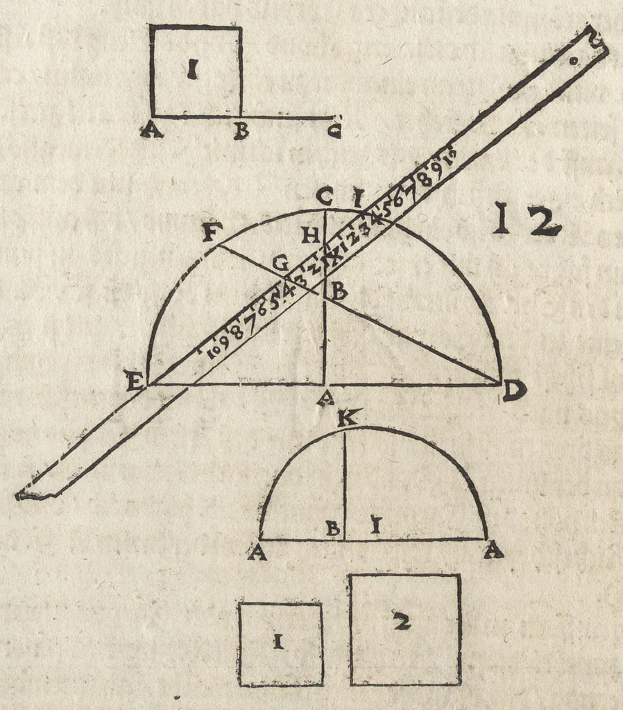 An illustration from Dess Circkelss vnd Richtscheyts, auch der Perspectiua, vnd Proportion der Menschen vnd Rosse, kurtze, doch gründtliche Vnderweisung, dess rechten gebrauchs : mit viel schönen Figuren, aller anfahenden Jugendt, vnnd andern liebhabern dieser Kunst, als Goldschmiden, Malern, Bildhauwern, Steinmetzen, Schreinern, [et]c. eigentlich fürgebildet, vormals im Truck nie gesehen, sonder jetzunder erstmals von neuwem an Tag gegeben, 1618, leaf 25