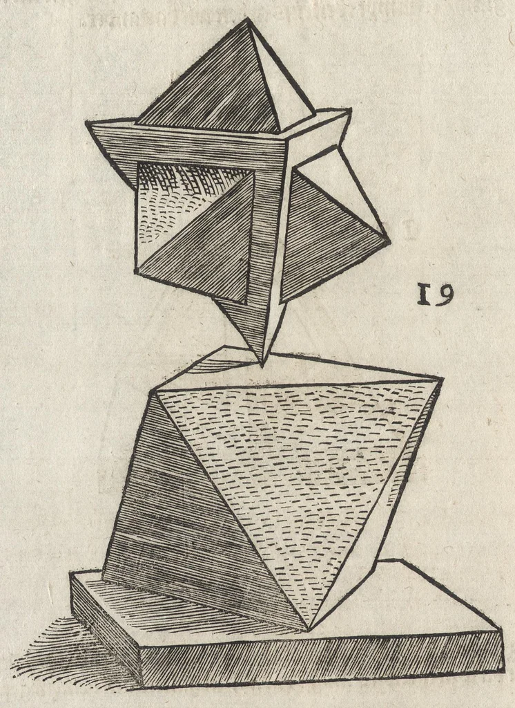 An illustration from Dess Circkelss vnd Richtscheyts, auch der Perspectiua, vnd Proportion der Menschen vnd Rosse, kurtze, doch gründtliche Vnderweisung, dess rechten gebrauchs : mit viel schönen Figuren, aller anfahenden Jugendt, vnnd andern liebhabern dieser Kunst, als Goldschmiden, Malern, Bildhauwern, Steinmetzen, Schreinern, [et]c. eigentlich fürgebildet, vormals im Truck nie gesehen, sonder jetzunder erstmals von neuwem an Tag gegeben, 1618, leaf 47