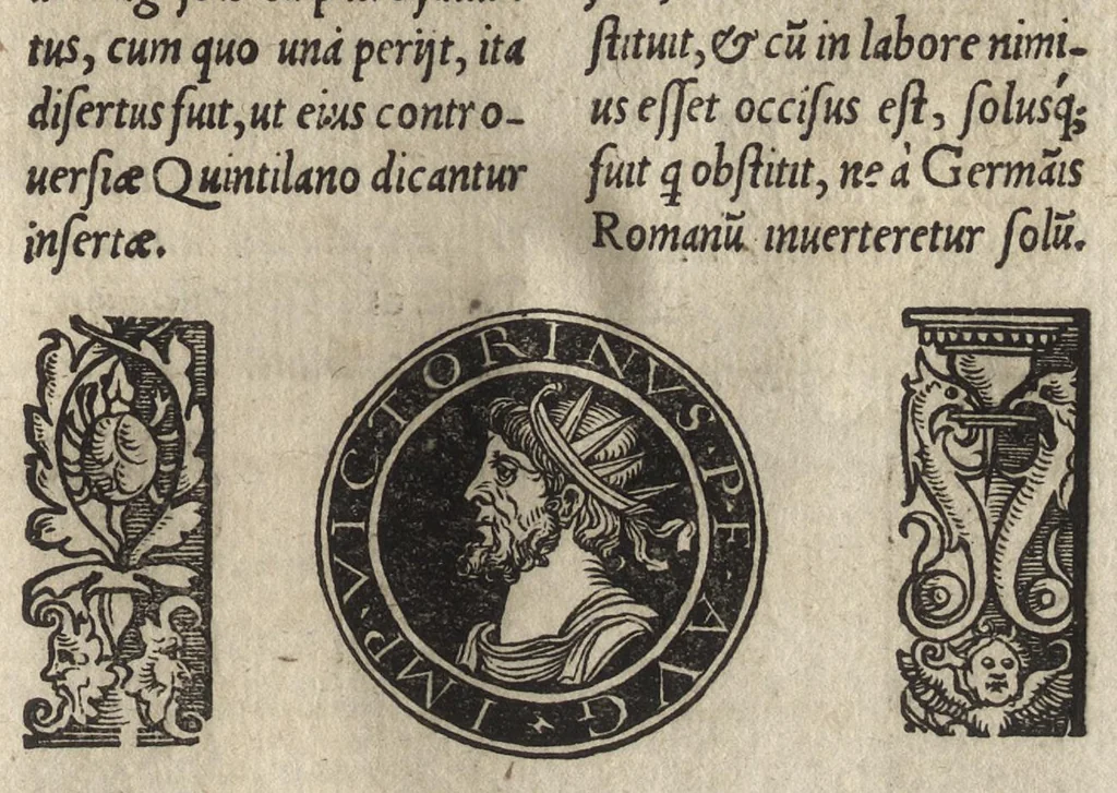 An illustration from Imperatorum et Caesarum vitæ : cum imaginibus ad uiuam effigiem expressis, 1534, leaf 104