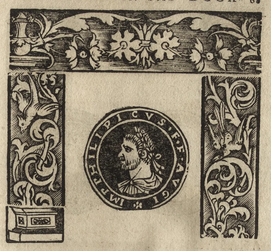 An illustration from Imperatorum et Caesarum vitæ : cum imaginibus ad uiuam effigiem expressis, 1534, leaf 154