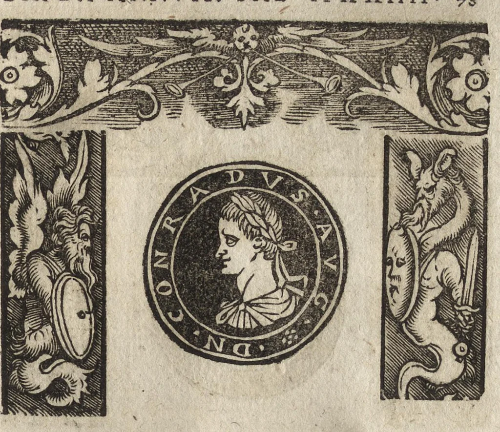 An illustration from Imperatorum et Caesarum vitæ : cum imaginibus ad uiuam effigiem expressis, 1534, leaf 174