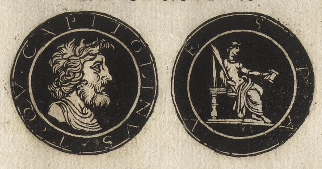 An illustration from Imperatorum et Caesarum vitæ : cum imaginibus ad uiuam effigiem expressis, 1534, leaf 223