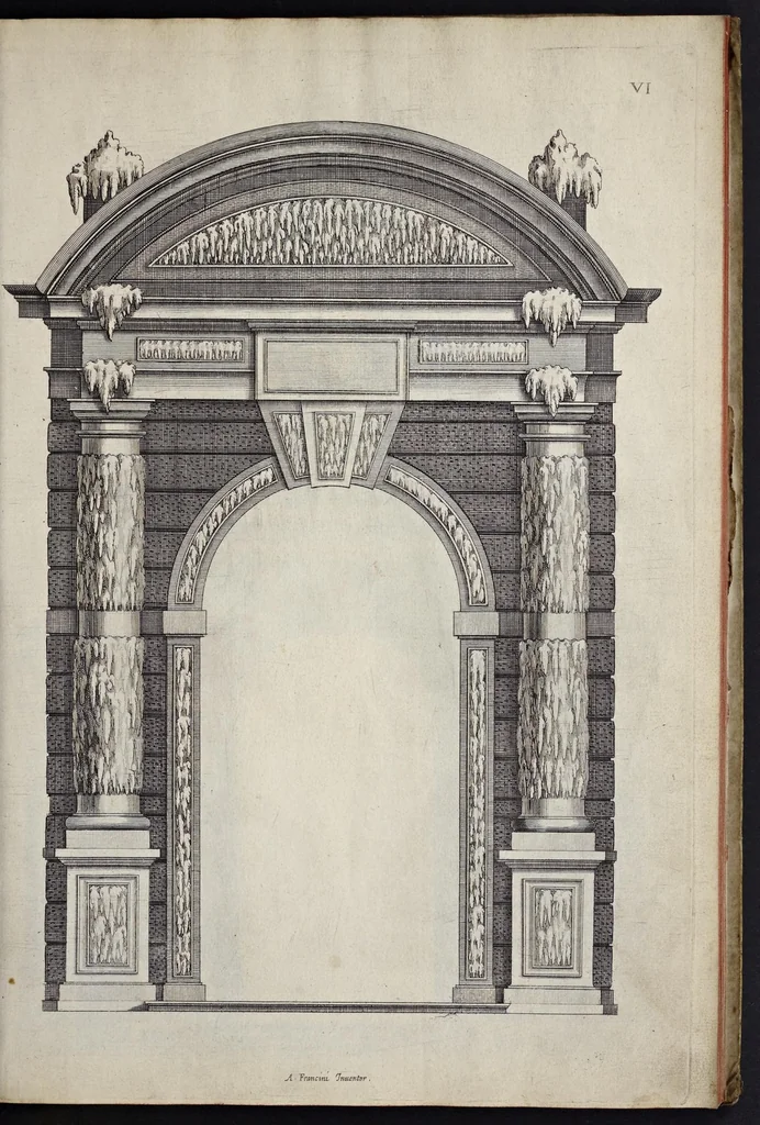 An illustration from Liure d'architecture : contenant plusievrs portiques de differentes inuentions sur les cinq ordres de colomnes, 1640, leaf 22