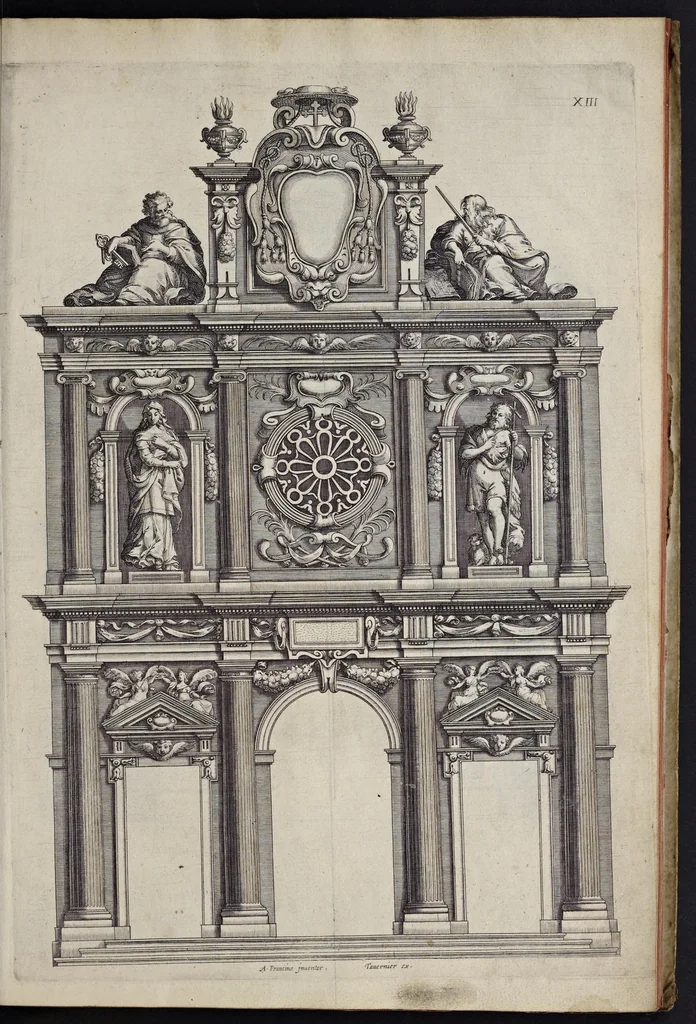 An illustration from Liure d'architecture : contenant plusievrs portiques de differentes inuentions sur les cinq ordres de colomnes, 1640, leaf 36