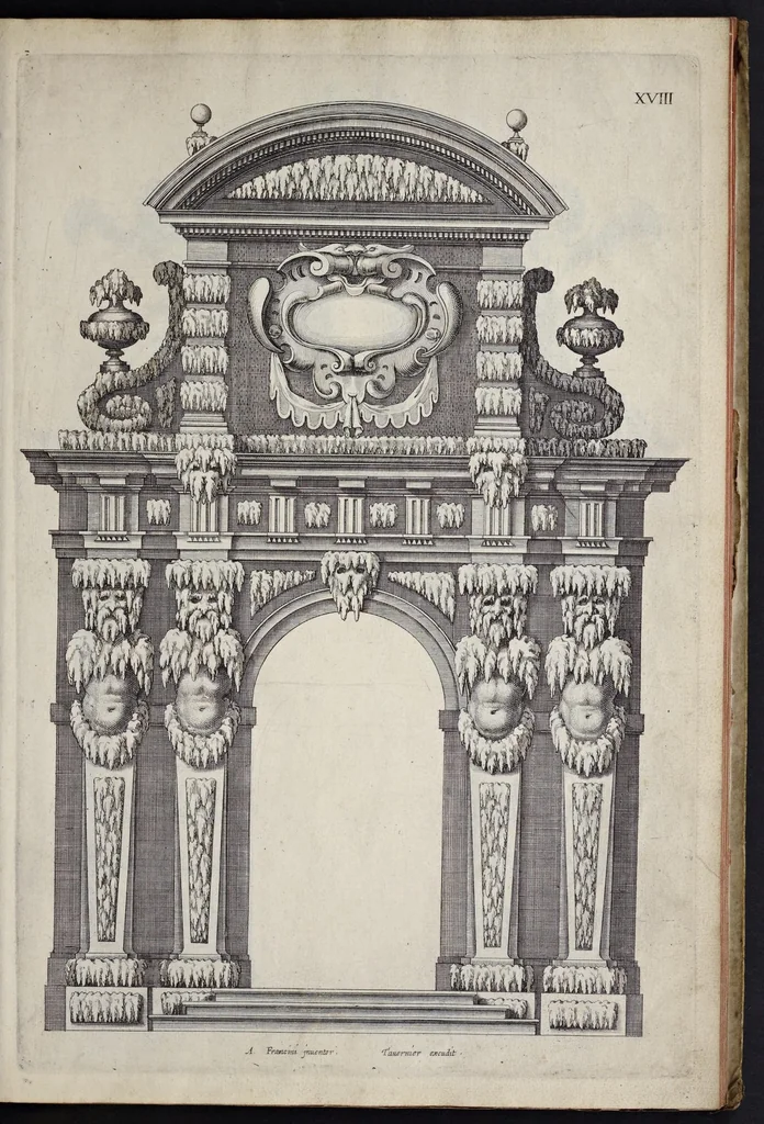 An illustration from Liure d'architecture : contenant plusievrs portiques de differentes inuentions sur les cinq ordres de colomnes, 1640, leaf 46
