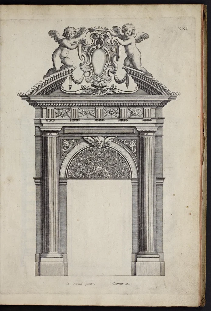 An illustration from Liure d'architecture : contenant plusievrs portiques de differentes inuentions sur les cinq ordres de colomnes, 1640, leaf 52