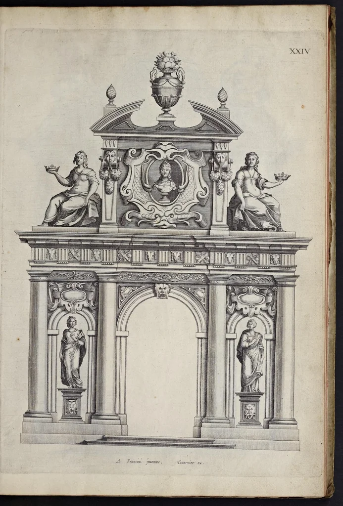 An illustration from Liure d'architecture : contenant plusievrs portiques de differentes inuentions sur les cinq ordres de colomnes, 1640, leaf 58