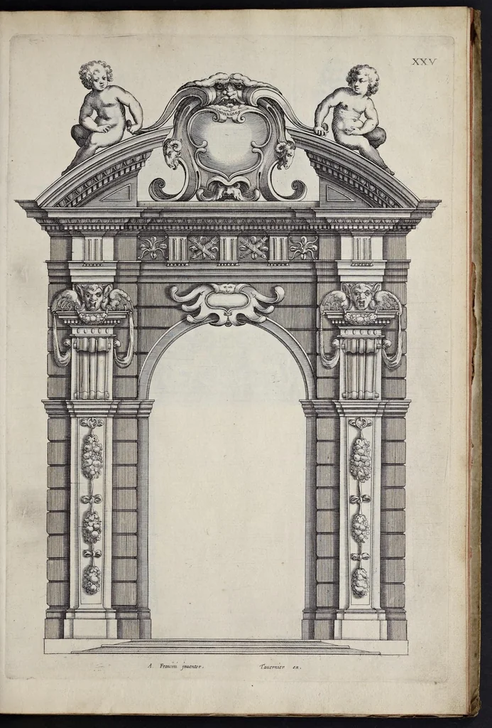 An illustration from Liure d'architecture : contenant plusievrs portiques de differentes inuentions sur les cinq ordres de colomnes, 1640, leaf 60