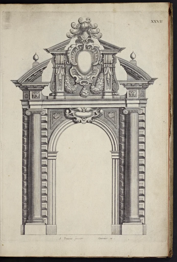 An illustration from Liure d'architecture : contenant plusievrs portiques de differentes inuentions sur les cinq ordres de colomnes, 1640, leaf 64