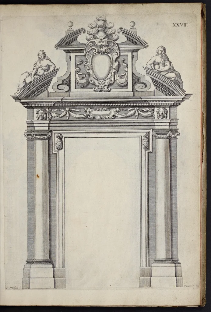 An illustration from Liure d'architecture : contenant plusievrs portiques de differentes inuentions sur les cinq ordres de colomnes, 1640, leaf 66