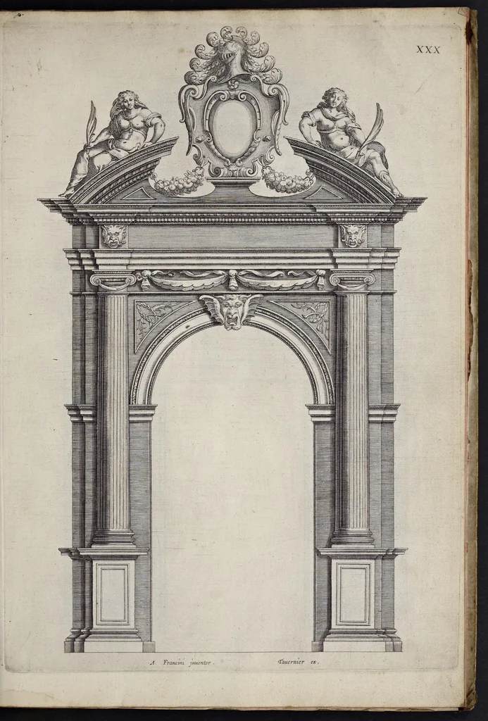 An illustration from Liure d'architecture : contenant plusievrs portiques de differentes inuentions sur les cinq ordres de colomnes, 1640, leaf 70