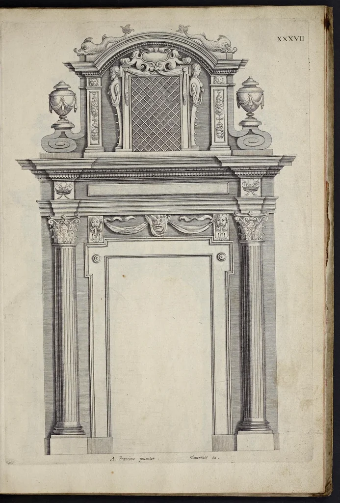 An illustration from Liure d'architecture : contenant plusievrs portiques de differentes inuentions sur les cinq ordres de colomnes, 1640, leaf 84
