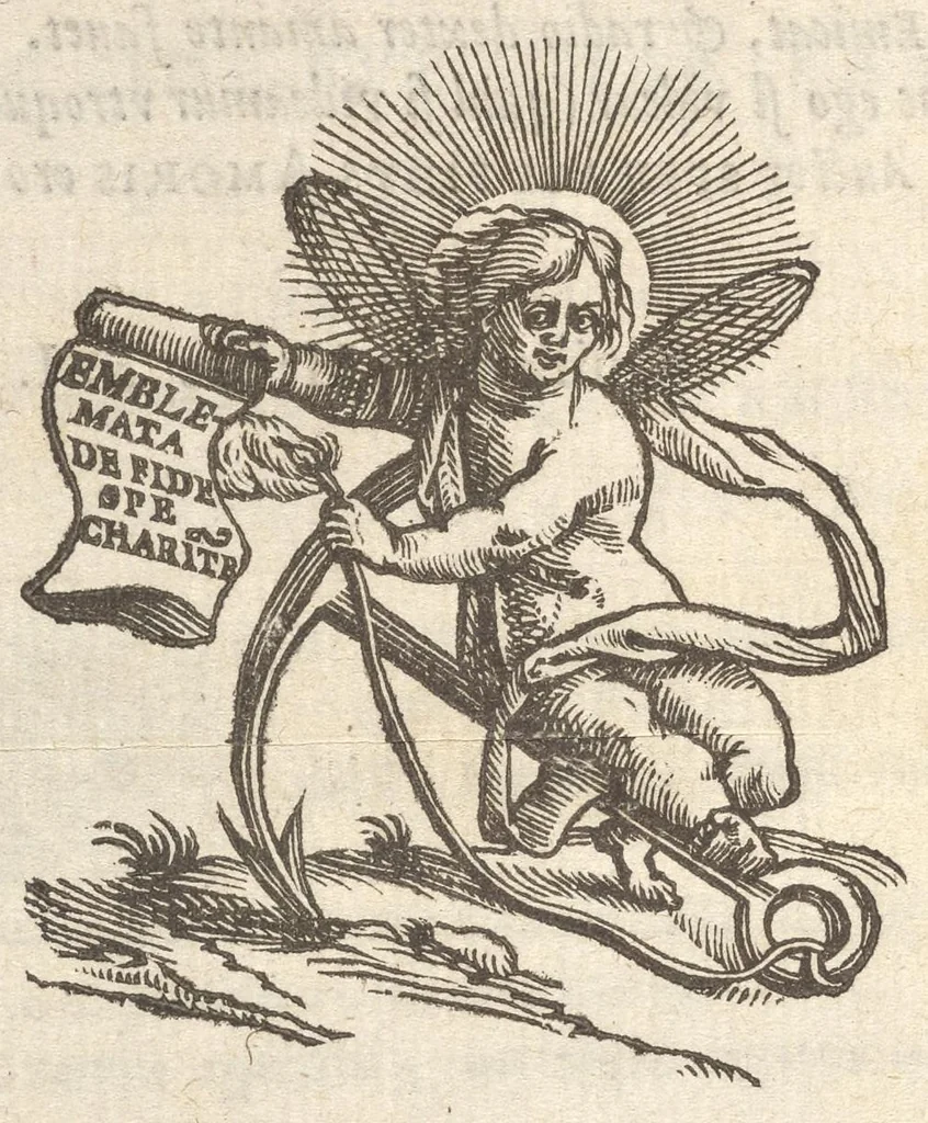 An illustration from Guilielmi HesI Antuerpiensis è Societate Iesu Emblemata sacra de fide, spe, charitate, 1636, leaf 7