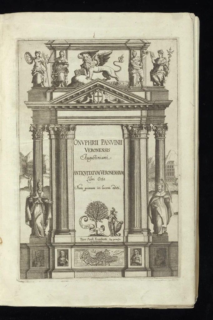 An illustration from Onuphrij Panuinij veronensis augustiniani Antiquitatum veronensium libri octo : nunc primum in lucem editi, 1647, leaf 4