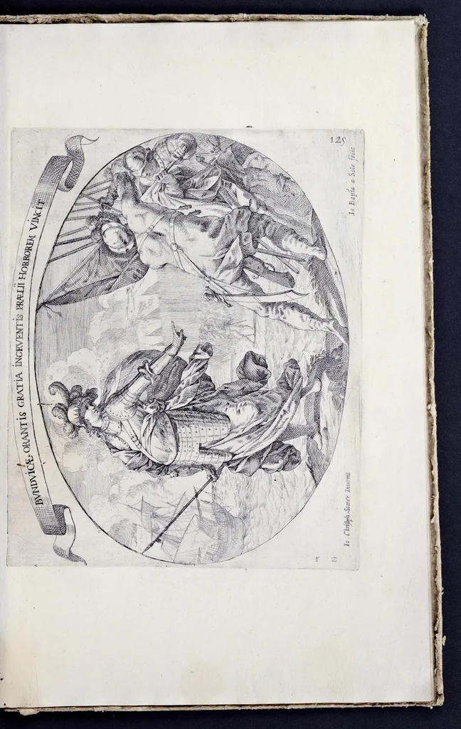 An illustration from Racconto delle sontuose esequie fatte alla serenissima Isabella reina di Spagna nella chiesa maggiore della città di Milano il giorno xxij. decembre dell'anno M.D.C.XLIV, 1645, leaf 136