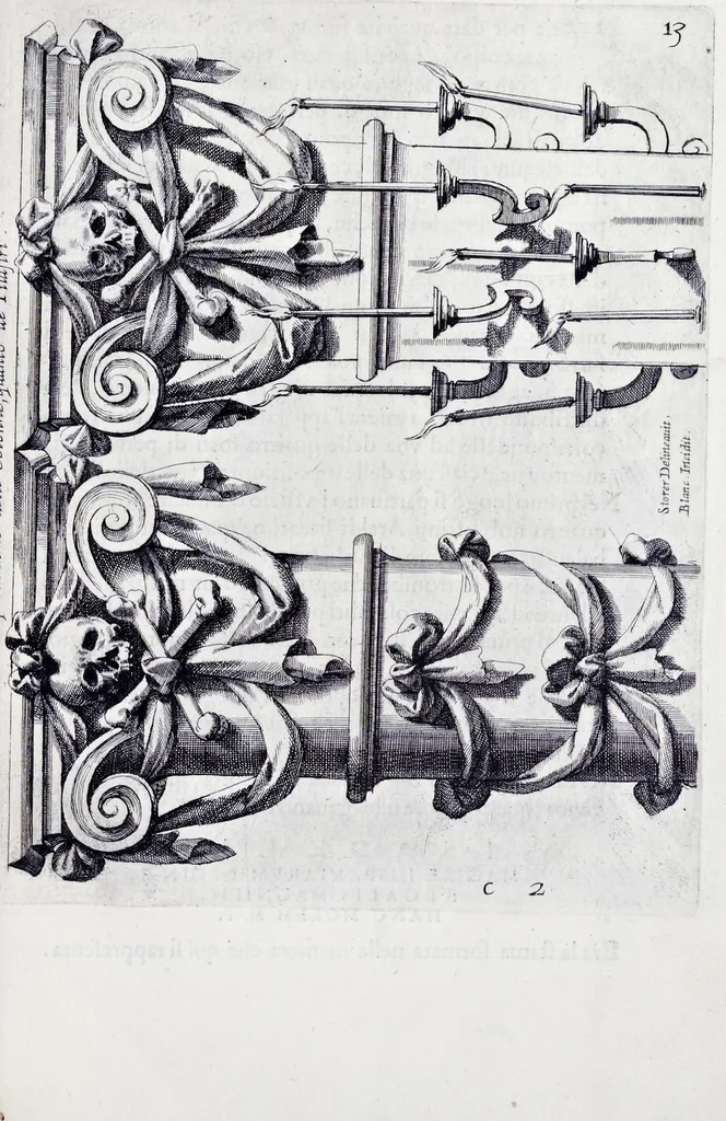 An illustration from Racconto delle sontuose esequie fatte alla serenissima Isabella reina di Spagna nella chiesa maggiore della città di Milano il giorno xxij. decembre dell'anno M.D.C.XLIV, 1645, leaf 24