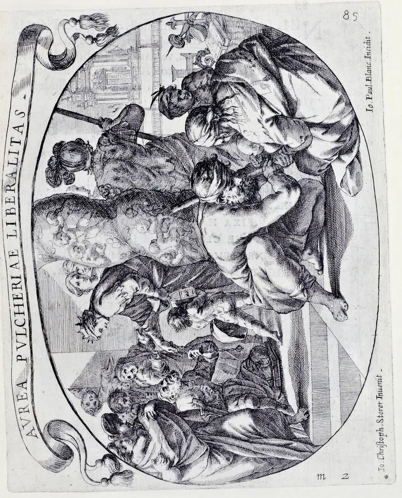 An illustration from Racconto delle sontuose esequie fatte alla serenissima Isabella reina di Spagna nella chiesa maggiore della città di Milano il giorno xxij. decembre dell'anno M.D.C.XLIV, 1645, leaf 96