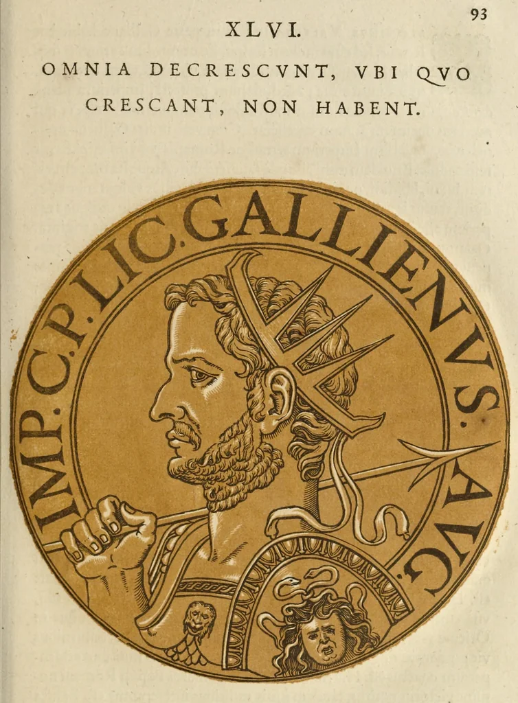 An illustration from Icones imperatorum romanorum : ex priscis numismatibus ad viuum delineatae, & breui narratione historicâ, 1645, leaf 110
