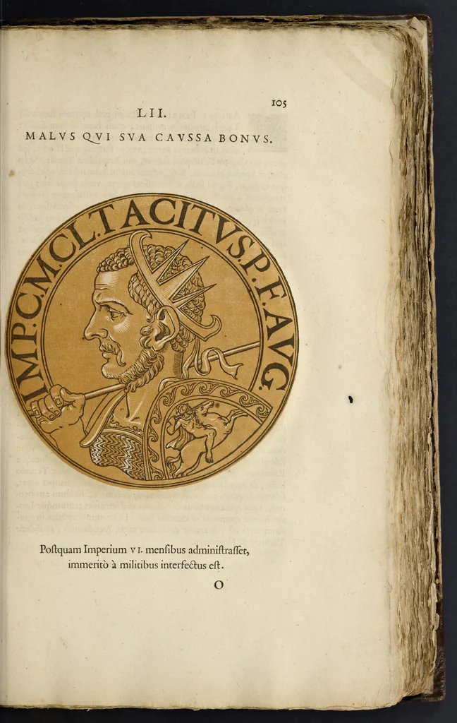 An illustration from Icones imperatorum romanorum : ex priscis numismatibus ad viuum delineatae, & breui narratione historicâ, 1645, leaf 122