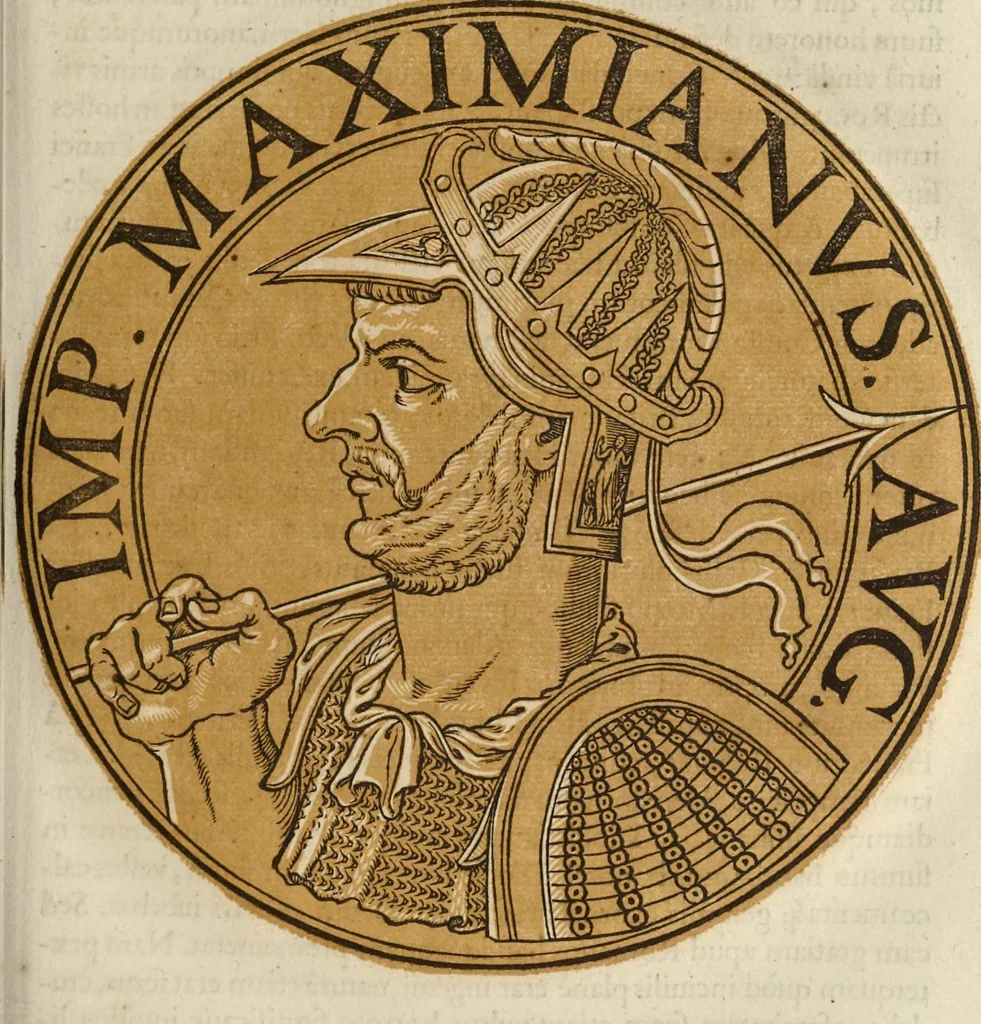 An illustration from Icones imperatorum romanorum : ex priscis numismatibus ad viuum delineatae, & breui narratione historicâ, 1645, leaf 136