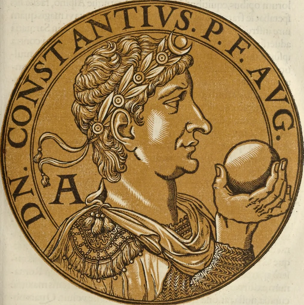 An illustration from Icones imperatorum romanorum : ex priscis numismatibus ad viuum delineatae, & breui narratione historicâ, 1645, leaf 156