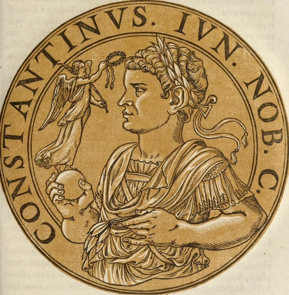 An illustration from Icones imperatorum romanorum : ex priscis numismatibus ad viuum delineatae, & breui narratione historicâ, 1645, leaf 158