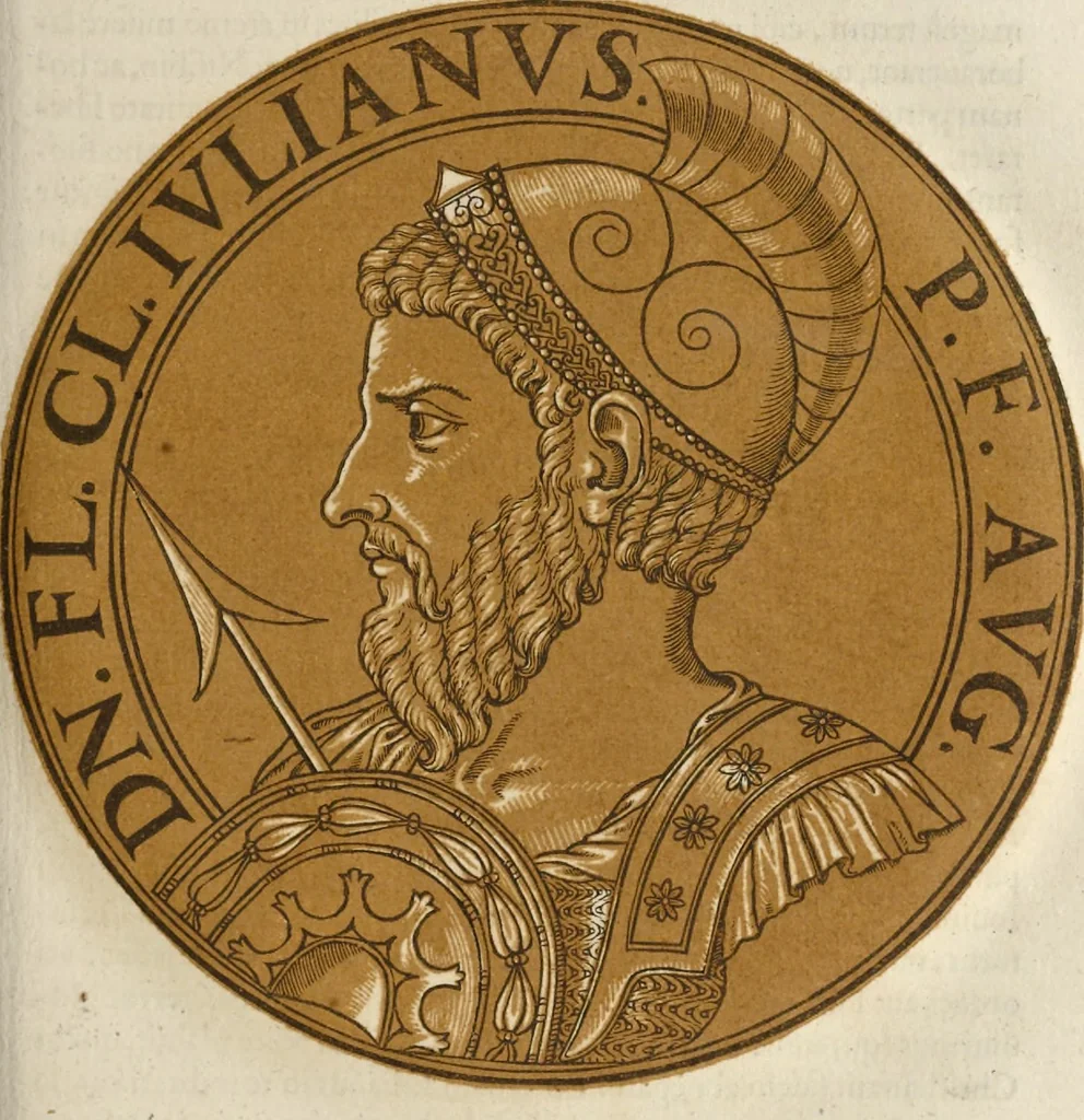 An illustration from Icones imperatorum romanorum : ex priscis numismatibus ad viuum delineatae, & breui narratione historicâ, 1645, leaf 166