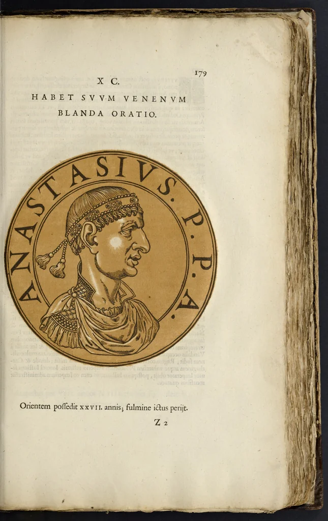An illustration from Icones imperatorum romanorum : ex priscis numismatibus ad viuum delineatae, & breui narratione historicâ, 1645, leaf 196