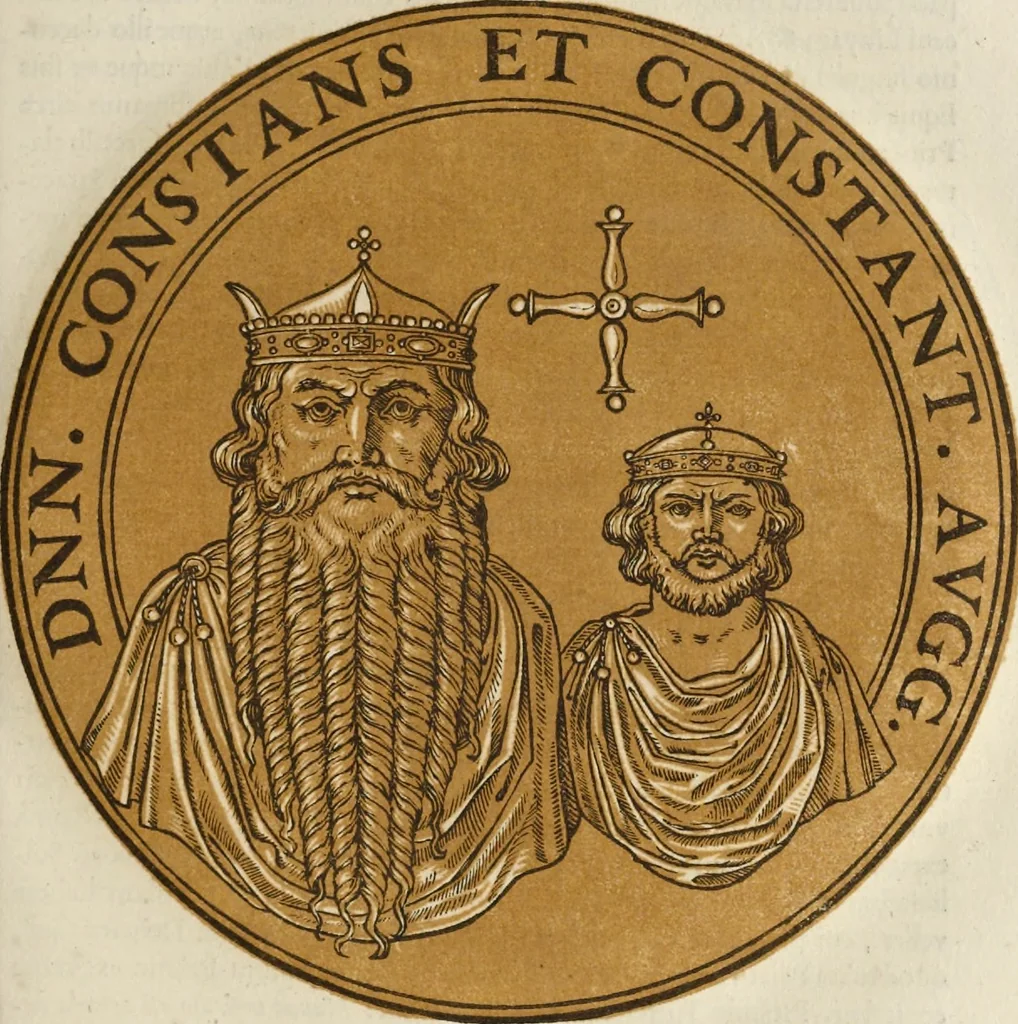 An illustration from Icones imperatorum romanorum : ex priscis numismatibus ad viuum delineatae, & breui narratione historicâ, 1645, leaf 214