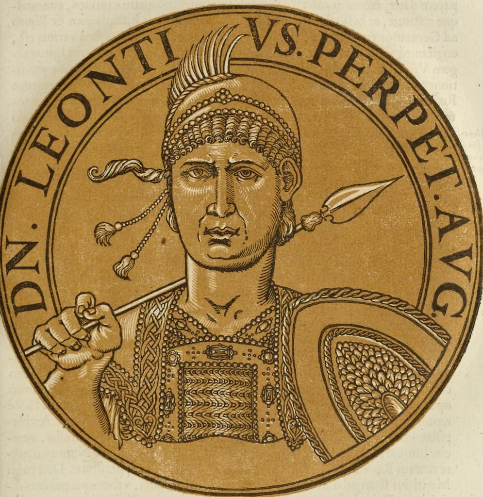 An illustration from Icones imperatorum romanorum : ex priscis numismatibus ad viuum delineatae, & breui narratione historicâ, 1645, leaf 218