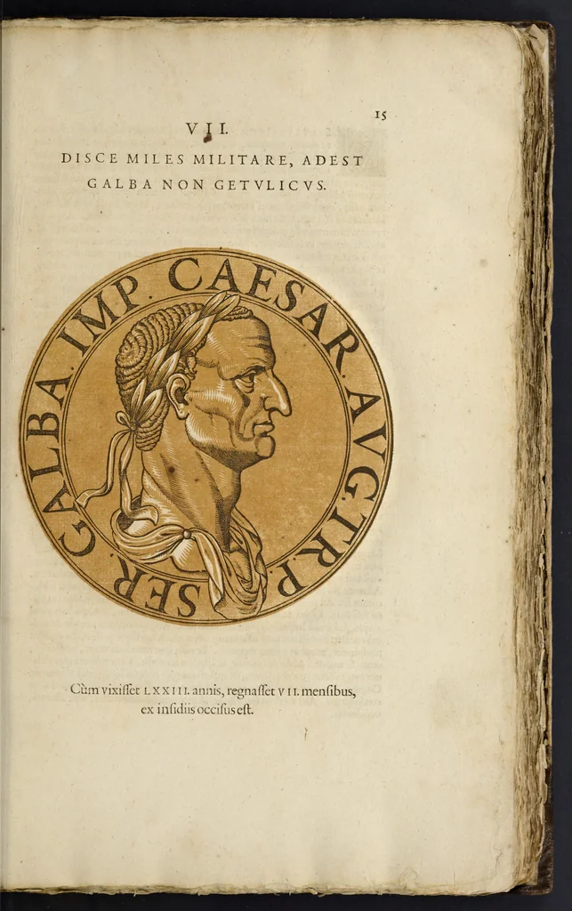 An illustration from Icones imperatorum romanorum : ex priscis numismatibus ad viuum delineatae, & breui narratione historicâ, 1645, leaf 32