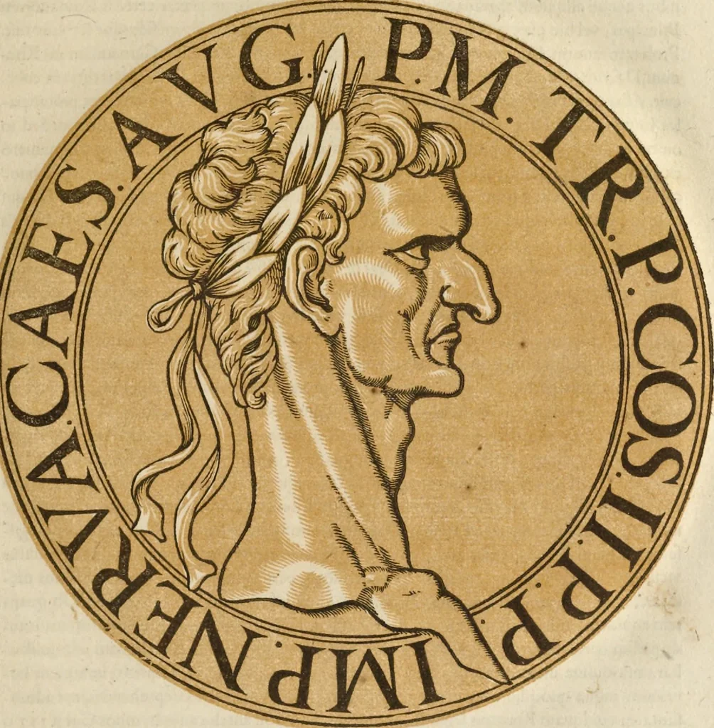 An illustration from Icones imperatorum romanorum : ex priscis numismatibus ad viuum delineatae, & breui narratione historicâ, 1645, leaf 44