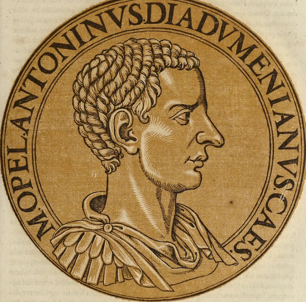 An illustration from Icones imperatorum romanorum : ex priscis numismatibus ad viuum delineatae, & breui narratione historicâ, 1645, leaf 74
