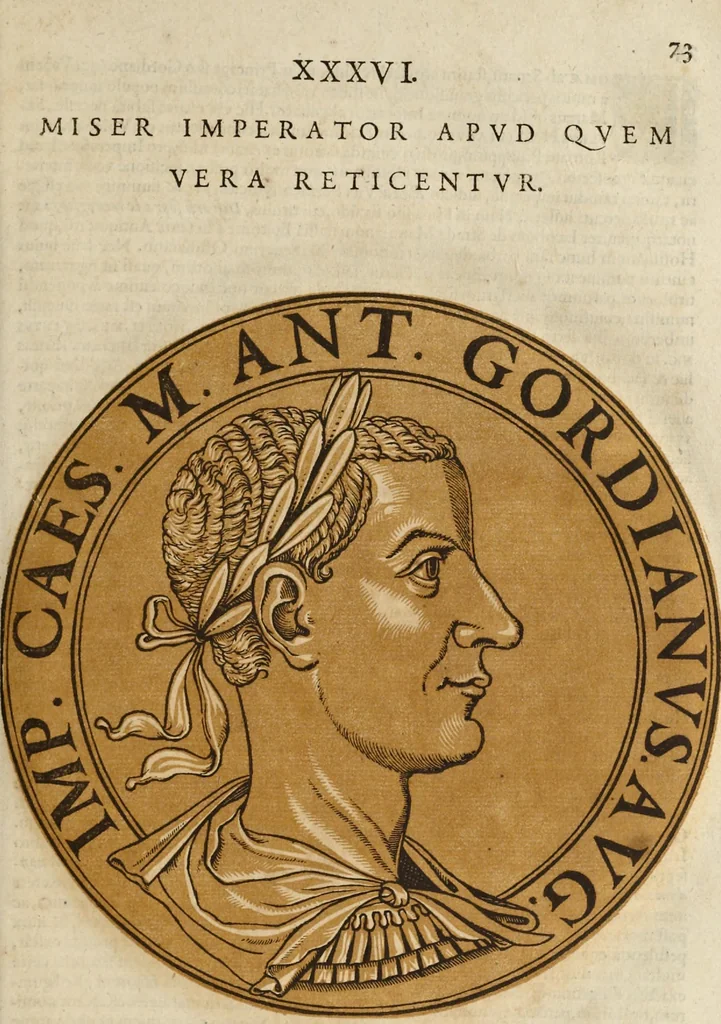 An illustration from Icones imperatorum romanorum : ex priscis numismatibus ad viuum delineatae, & breui narratione historicâ, 1645, leaf 90