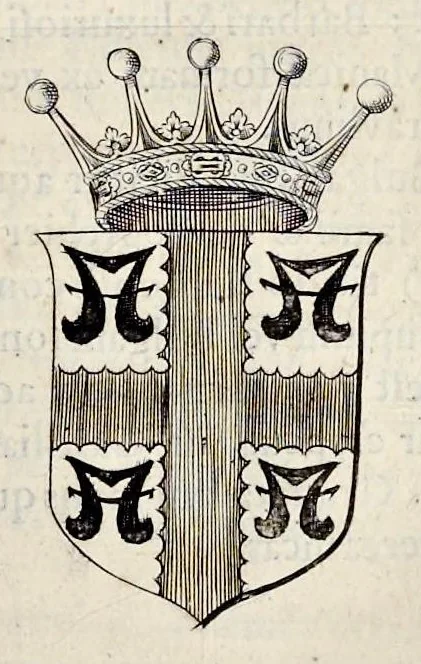 An illustration from Nicolai Vptoni De studio militari, libri quatuor. Iohan. de Bado Aureo, Tractatus de armis. Henrici Spelmanni Aspilogia, 1654, leaf 446