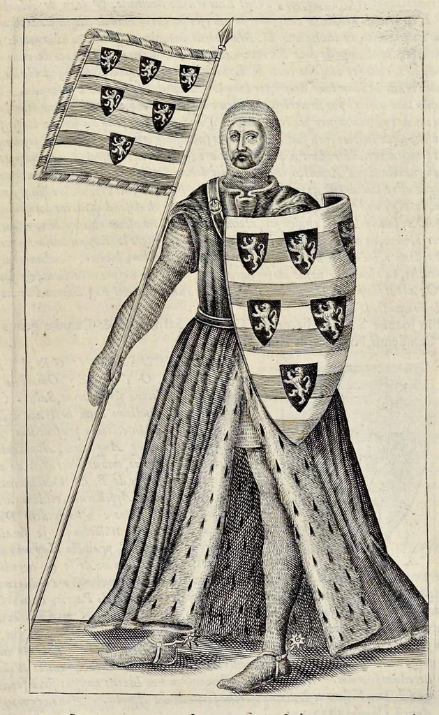 An illustration from Nicolai Vptoni De studio militari, libri quatuor. Iohan. de Bado Aureo, Tractatus de armis. Henrici Spelmanni Aspilogia, 1654, leaf 520