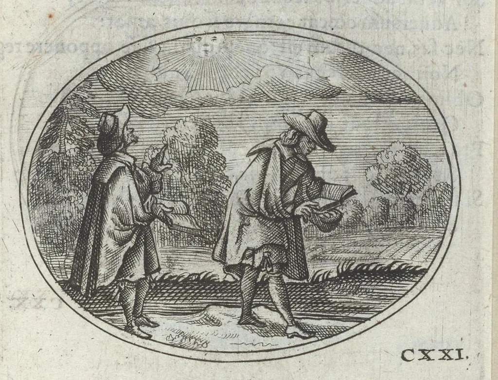An illustration from R. P. Ioannis Kreihing Societatis Iesu Emblemata ethico-politica carmine explicata, 1661, leaf 206