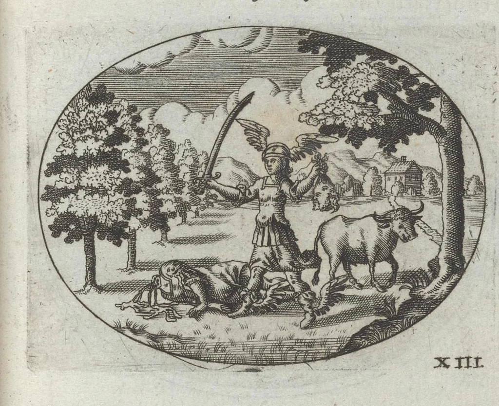 An illustration from R. P. Ioannis Kreihing Societatis Iesu Emblemata ethico-politica carmine explicata, 1661, leaf 48