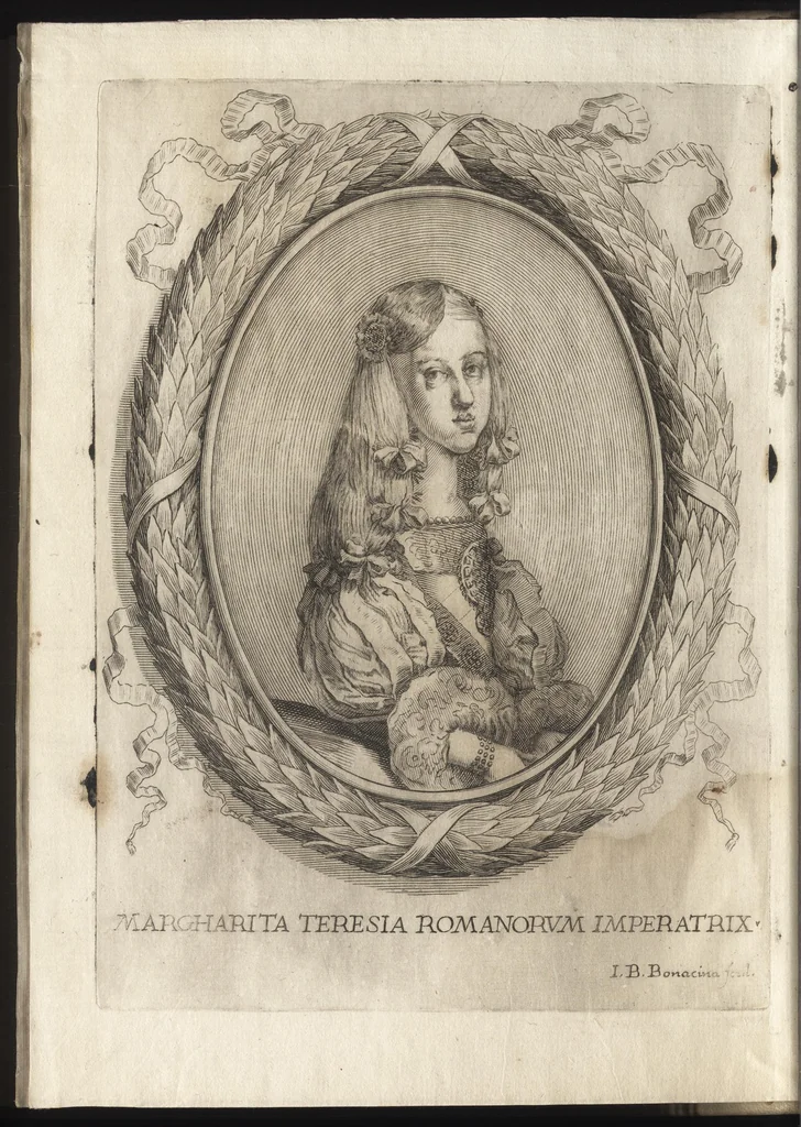 An illustration from Relatione della città e stato de Milano : sotto il gouerno dell' eccellentissimo Sig. Don Luigi de Guzman Ponze de Leone ... : nella quale si comprendono tutte le cose più notabili, e curiose da sapersi : col viaggio dell'Augustissima Imperatrice da Madrid à questa città, con tutti gl'honori, e riceuimenti, che le sono stati fatti, 1666, leaf 9