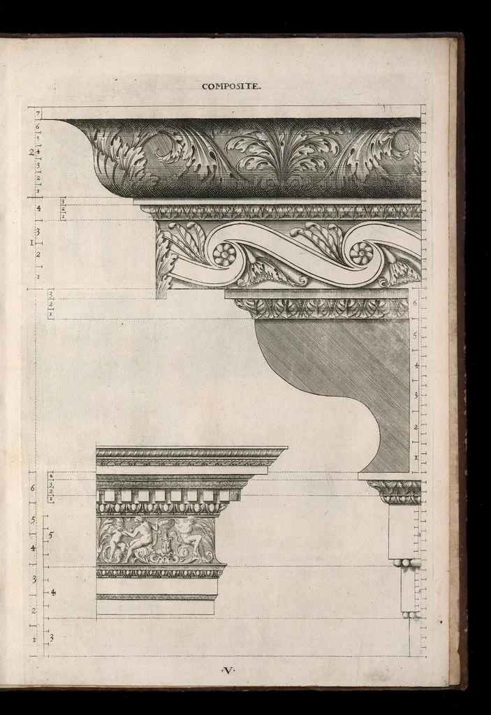 An illustration from A new treatise of architecture, according to Vitruvius : wherein is discoursed of the five orders of columns ..., 1669, leaf 114