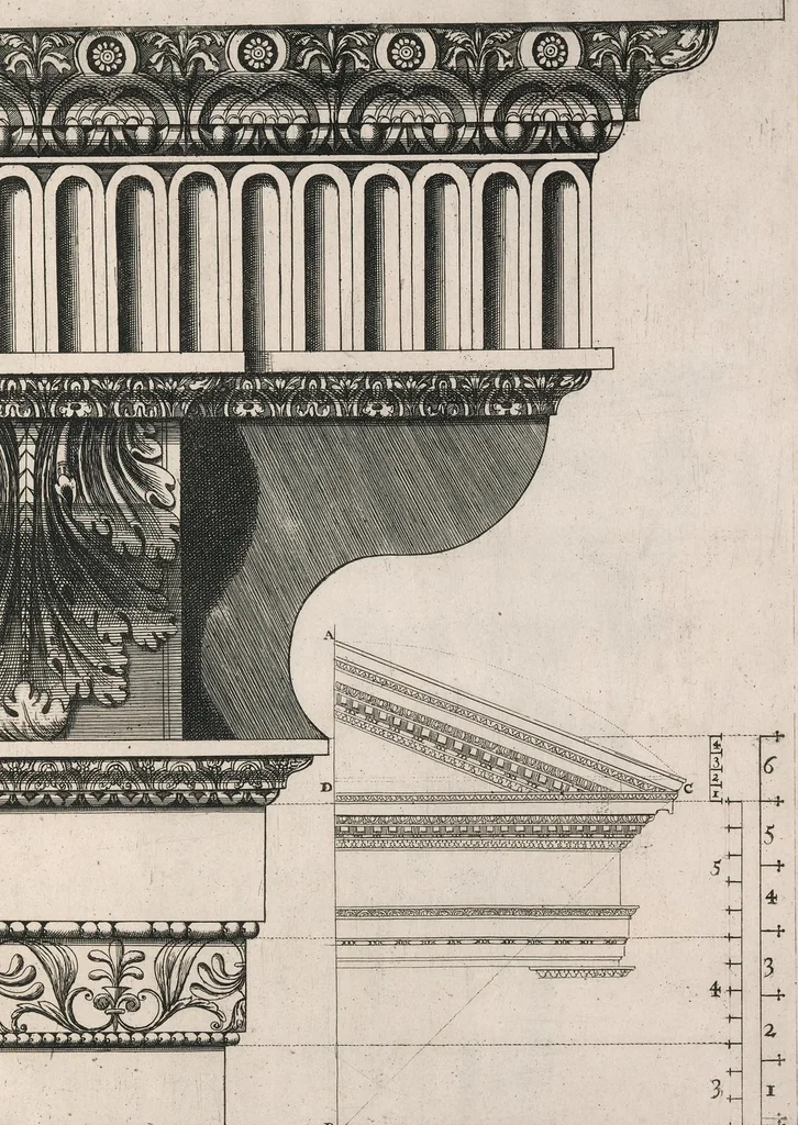 An illustration from A new treatise of architecture, according to Vitruvius : wherein is discoursed of the five orders of columns ..., 1669, leaf 116