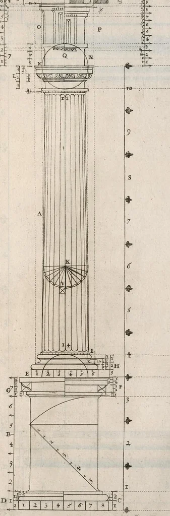 An illustration from A new treatise of architecture, according to Vitruvius : wherein is discoursed of the five orders of columns ..., 1669, leaf 44